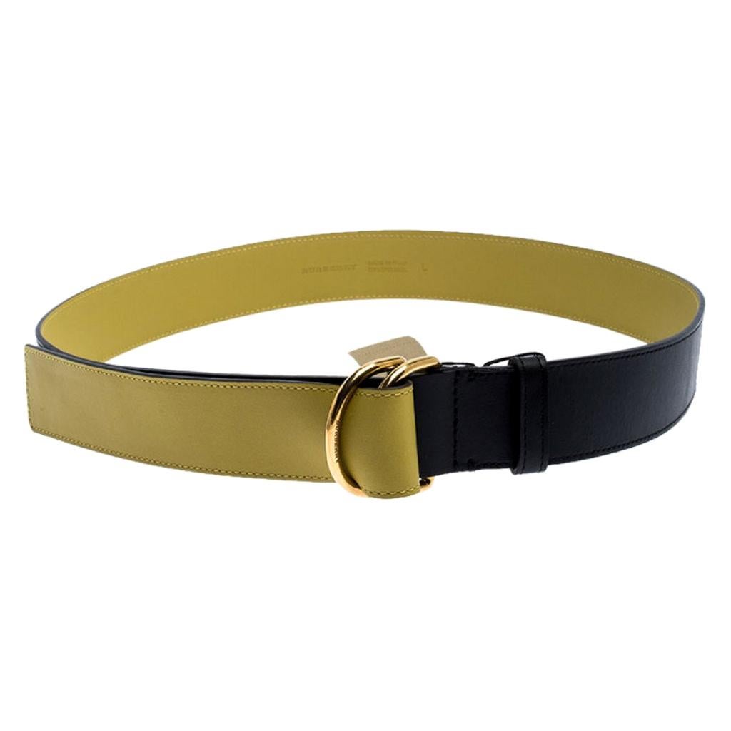 Burberry Black Leather Double D-Ring Belt 120CM For Sale at 1stDibs