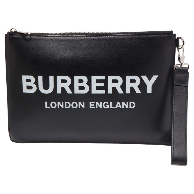 Burberry Black Leather Edin Zip Pouch For Sale at 1stDibs