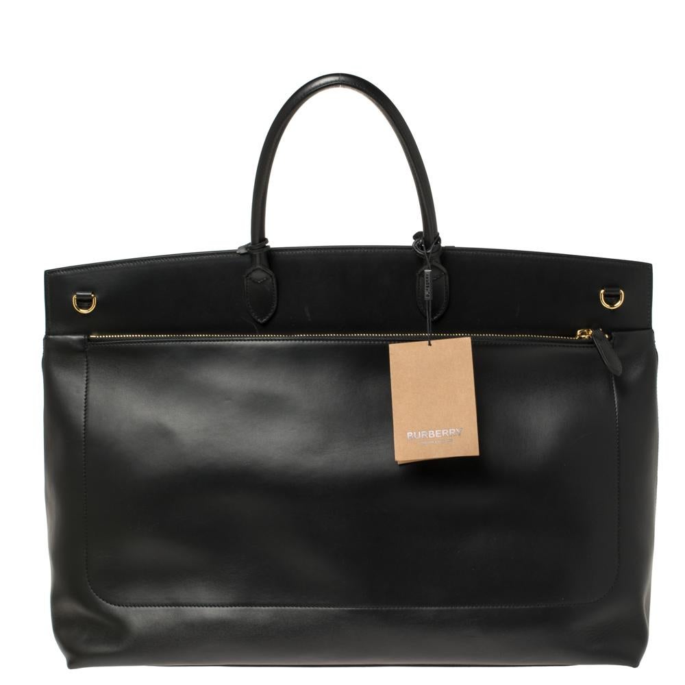 burberry black sanford leather tote bag