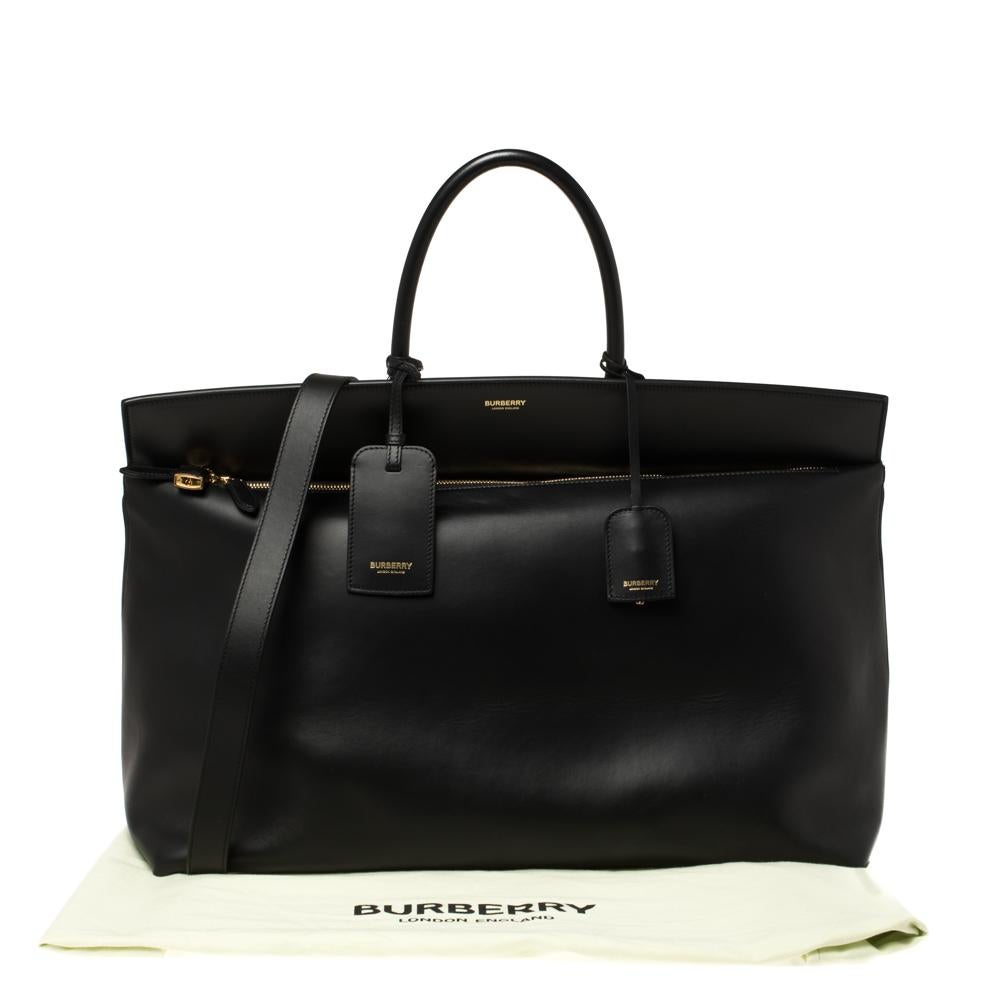 Burberry Black Leather Extra Large Society Top Handle Bag 2
