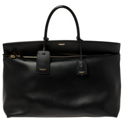 Burberry Black Leather Extra Large Society Top Handle Bag