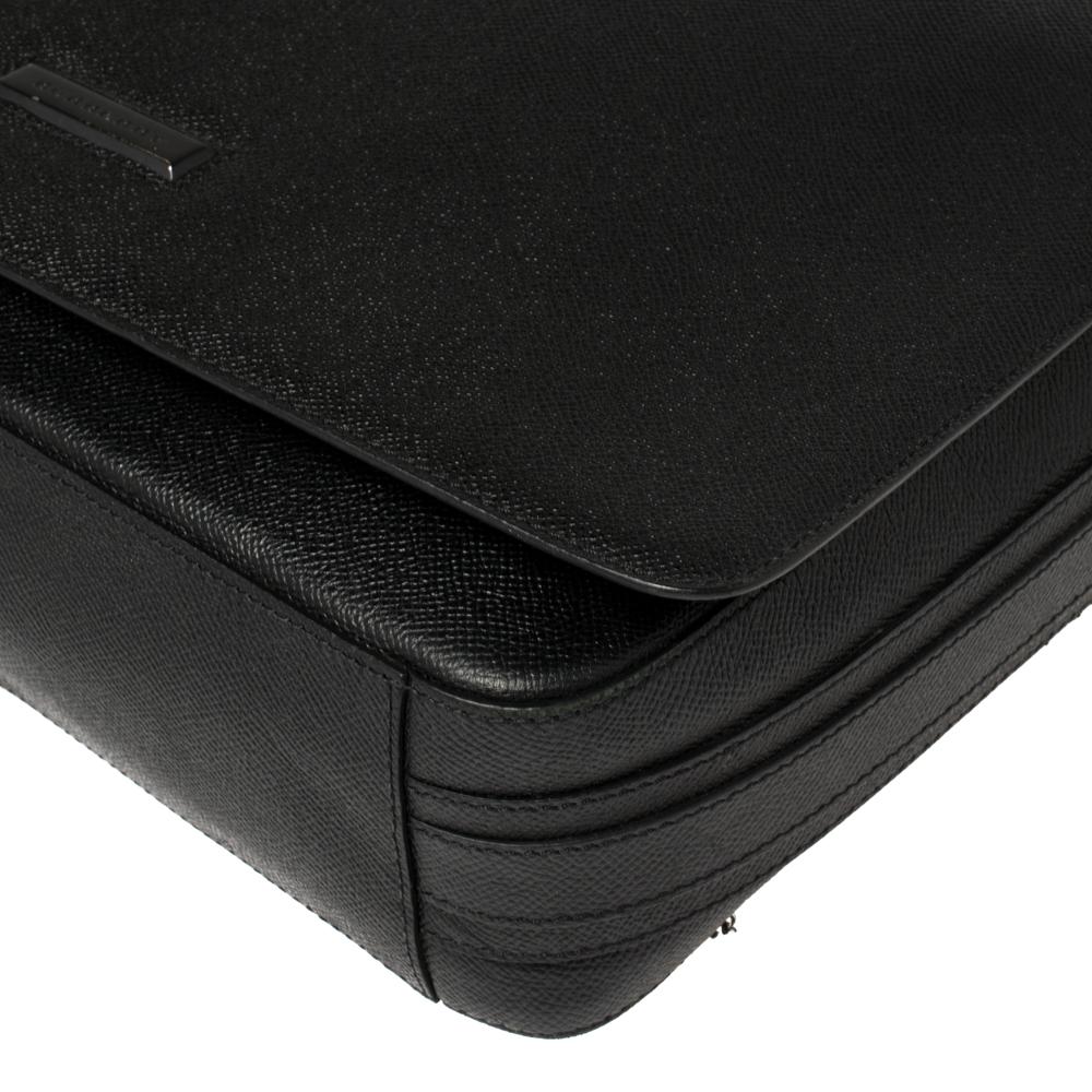 Burberry Black Leather Flap Messenger Bag 5