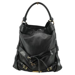 Burberry Black Leather Gosford Bridle Hobo Shoulder Bag Tote