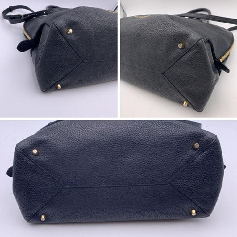 Burberry Black Leather Greenwood Dome Bag Satchel with Strap In Good Condition For Sale In Rome, Rome