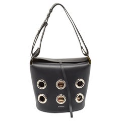 Burberry Black Leather Grommet Bucket Bag