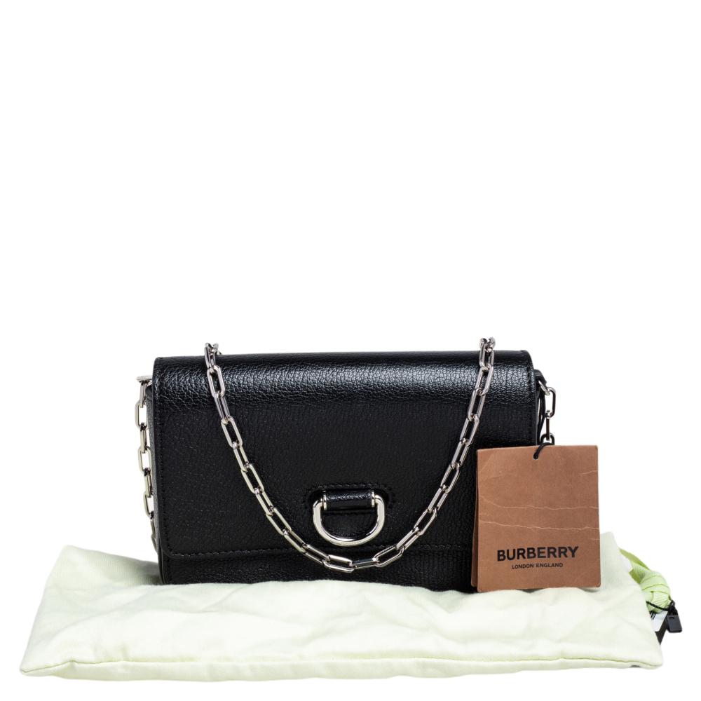 Burberry Black Leather Hayes D-Ring Chain Small Shoulder Bag 5