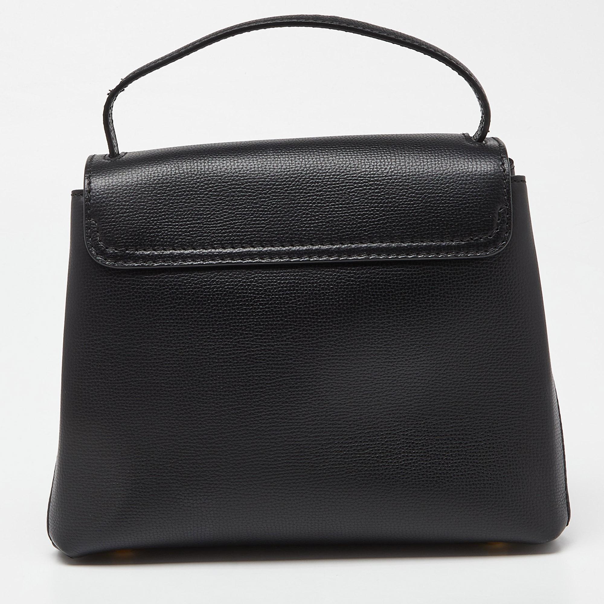 Women's Burberry Black Leather & House Check Fabric Medium Camberley Top Handle Bag
