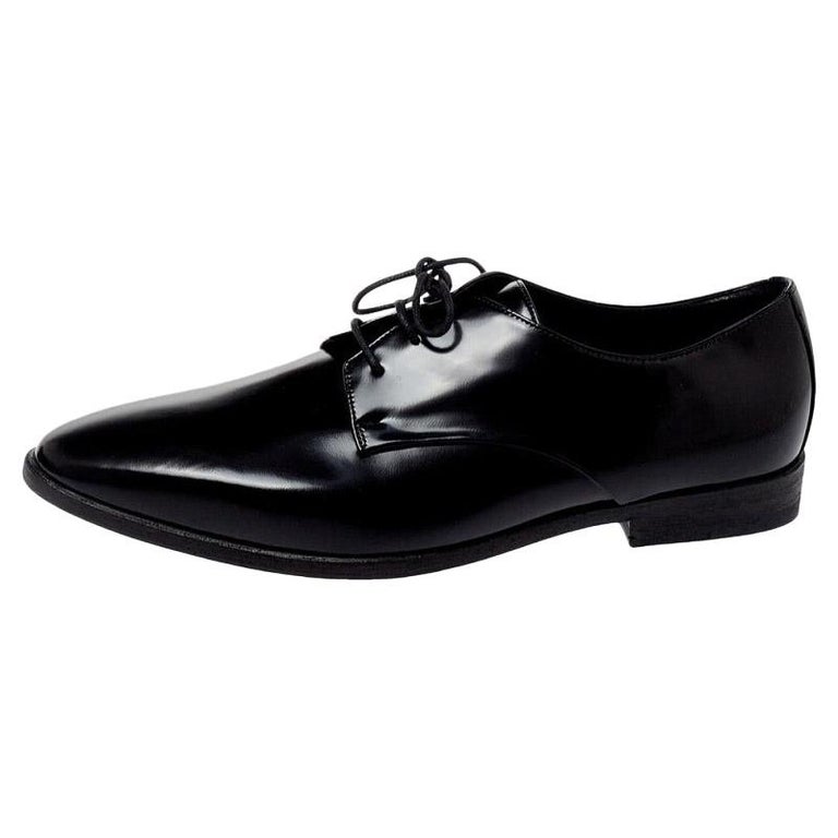 Burberry Black Leather Lace Up Derby Size 38.5 For Sale at 1stDibs