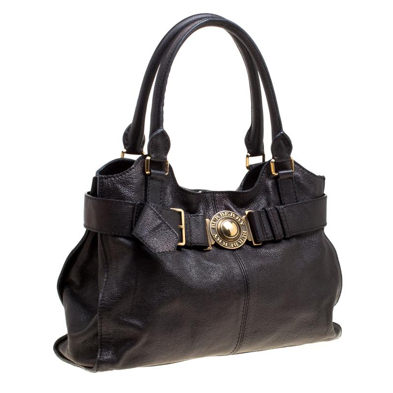 Burberry Black Leather Lambeth Tote In Good Condition In Dubai, Al Qouz 2