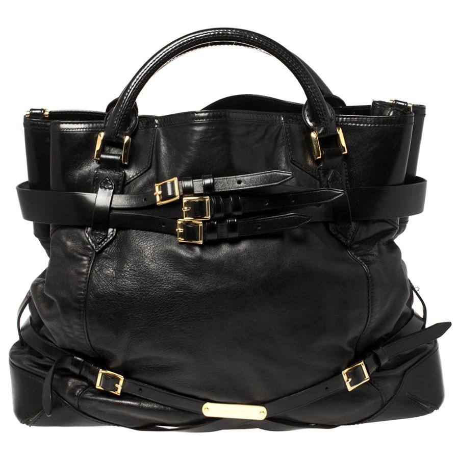 Burberry Black Leather Large Bridle Lynher Tote