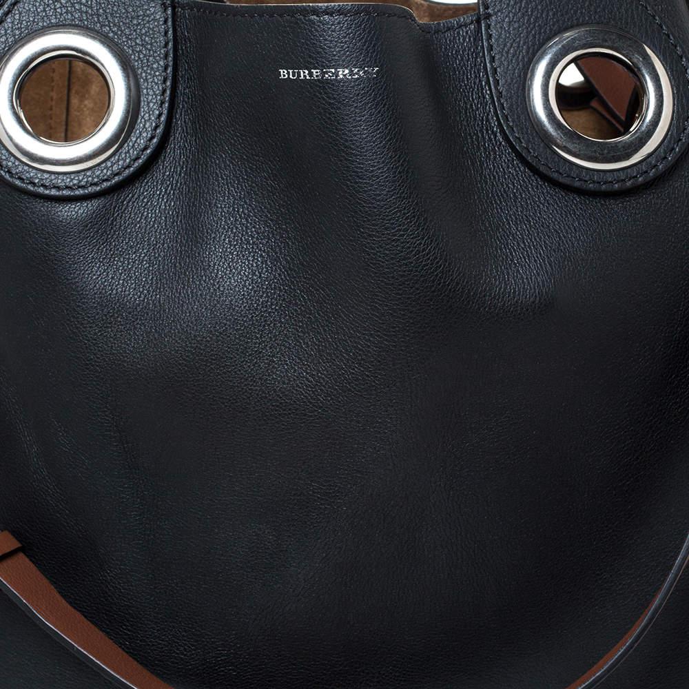 Burberry Black Leather Large Grommet Detail Tote 7