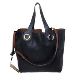 Burberry Black Leather Large Grommet Detail Tote