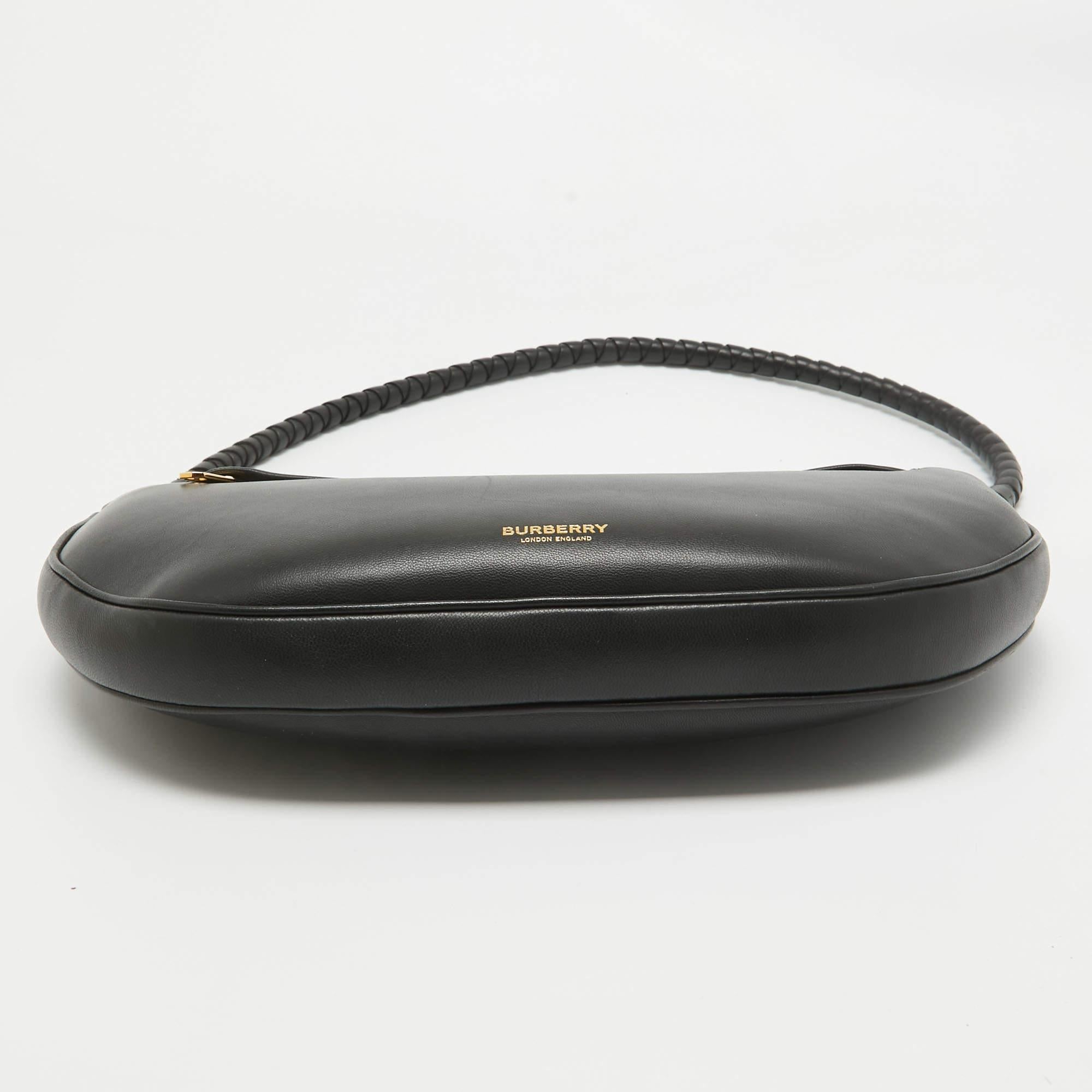 Burberry Black Leather Large Olympia Shoulder Bag For Sale 2
