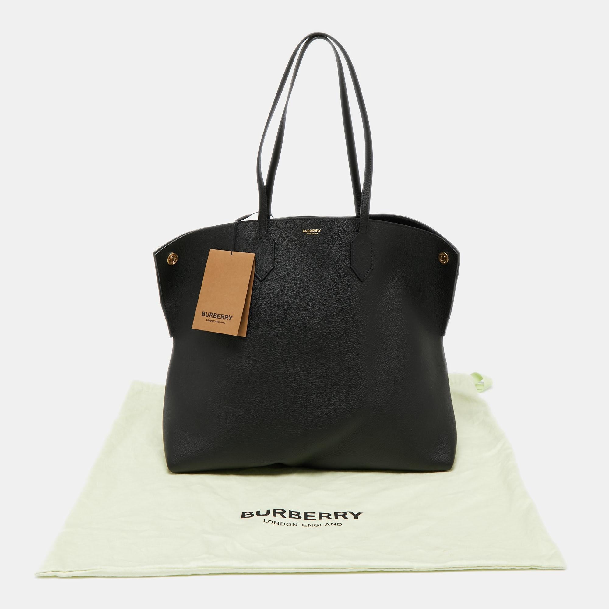 Burberry Black Leather Large Society Tote 7