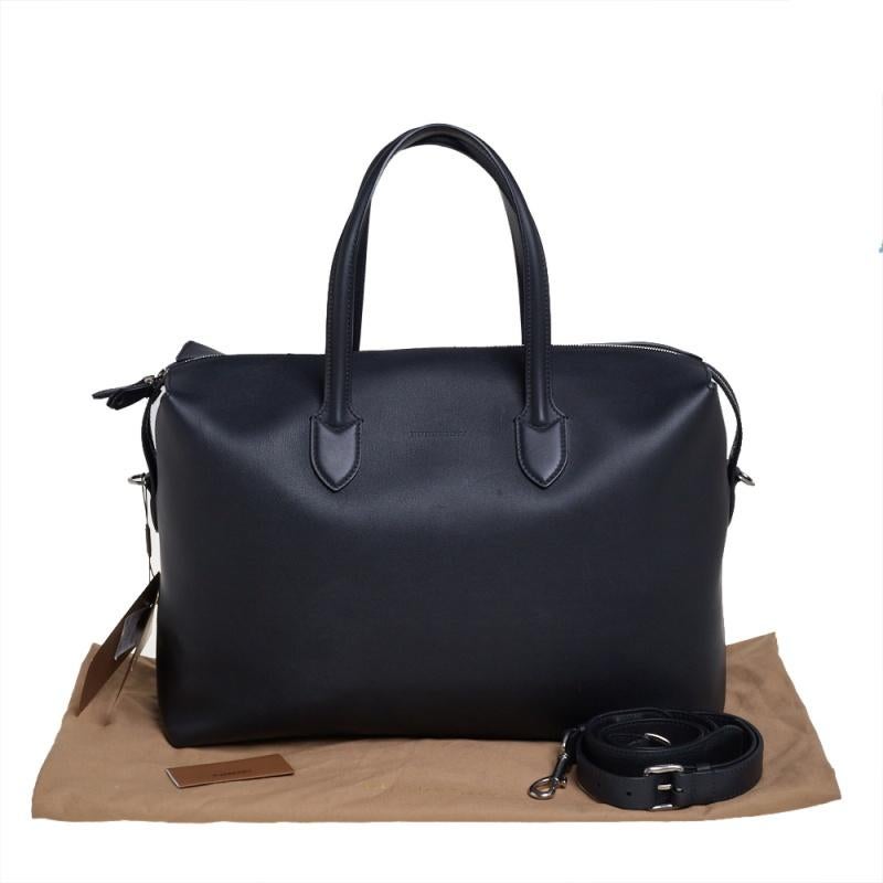 Burberry Black Leather Lawrence Holdall Weekend Bag 5
