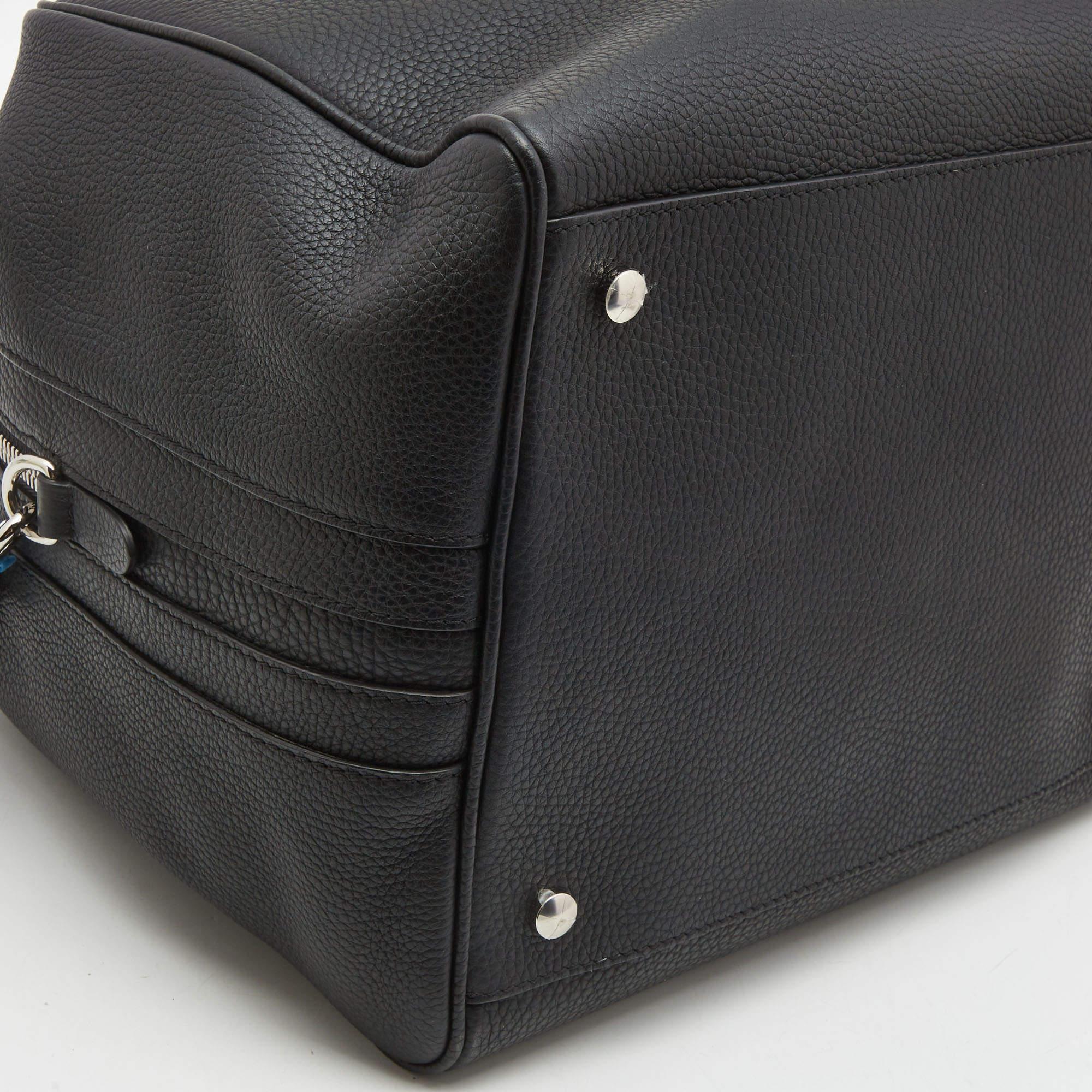 Burberry Black Leather Medium Cube Boston Bag 6