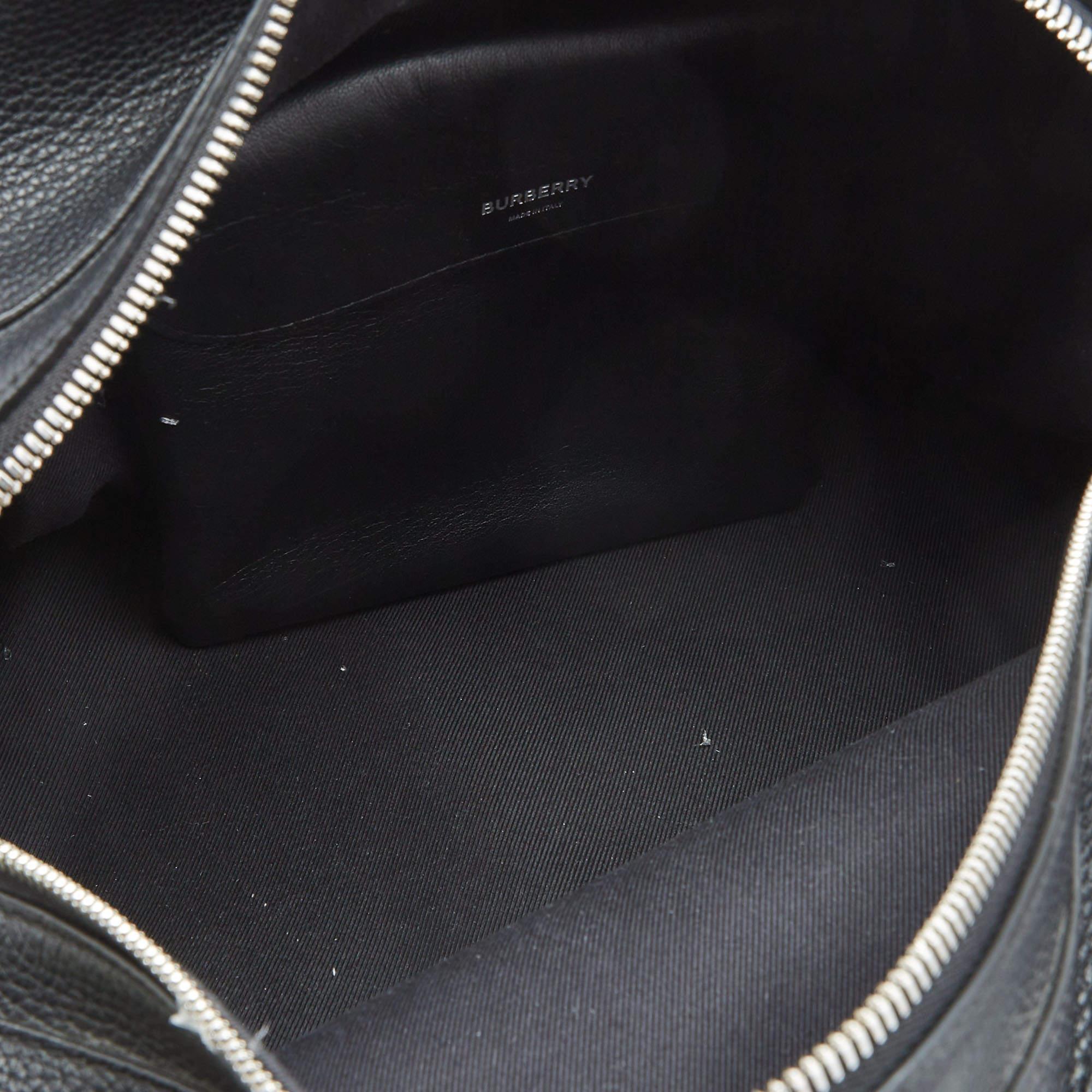 Burberry Black Leather Medium Cube Boston Bag 2