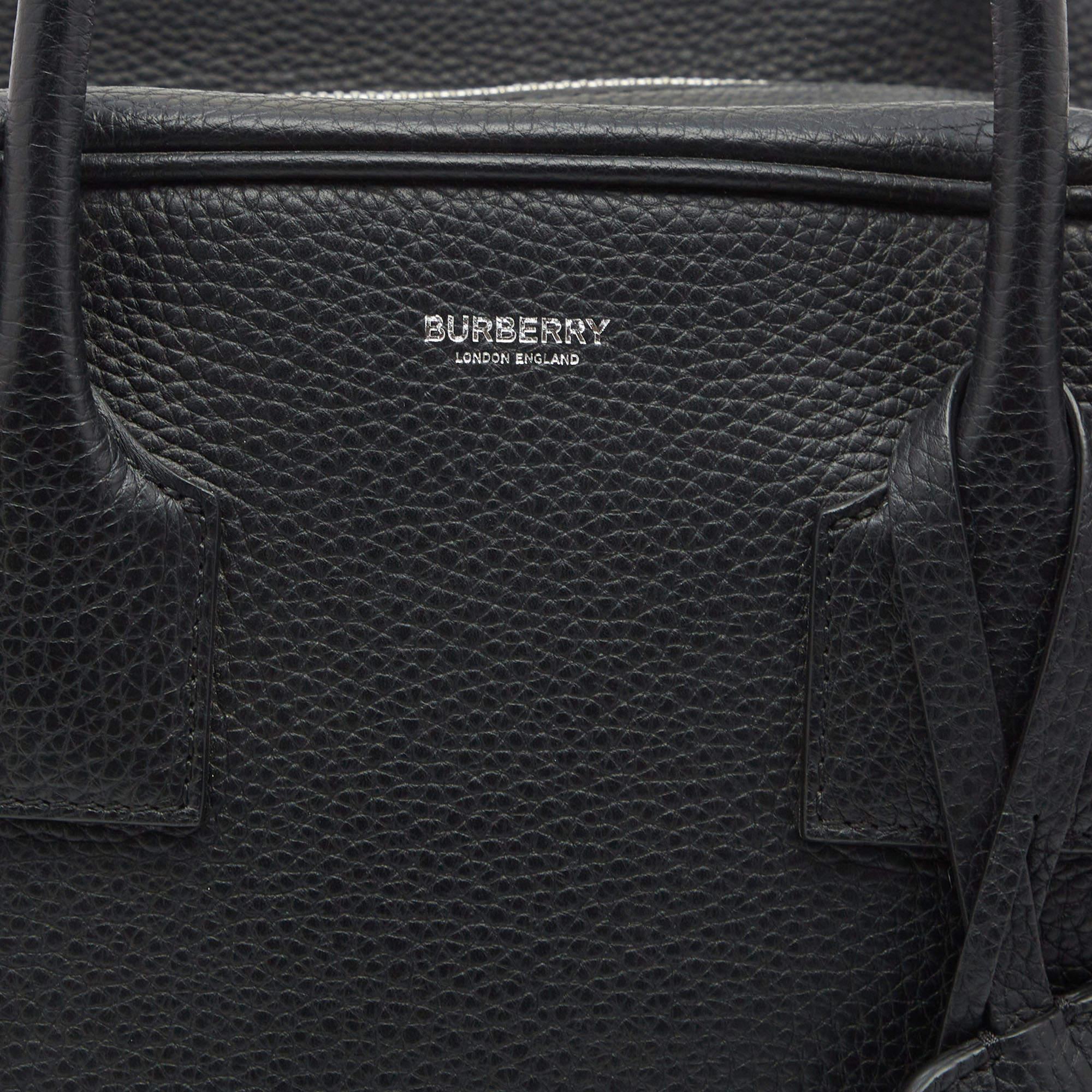 Burberry Black Leather Medium Cube Boston Bag 4