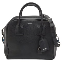 Burberry Black Leather Medium Cube Boston Bag