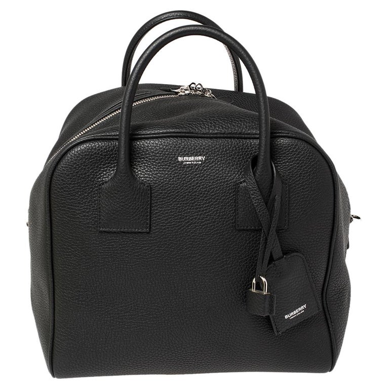 Burberry Black Leather Medium Cube Duffle Bag For Sale at 1stDibs