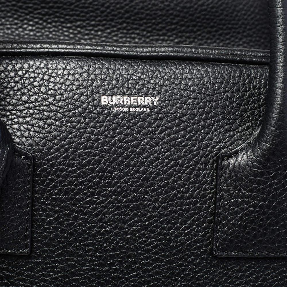 Burberry Black Leather Medium Cube Satchel For Sale 2