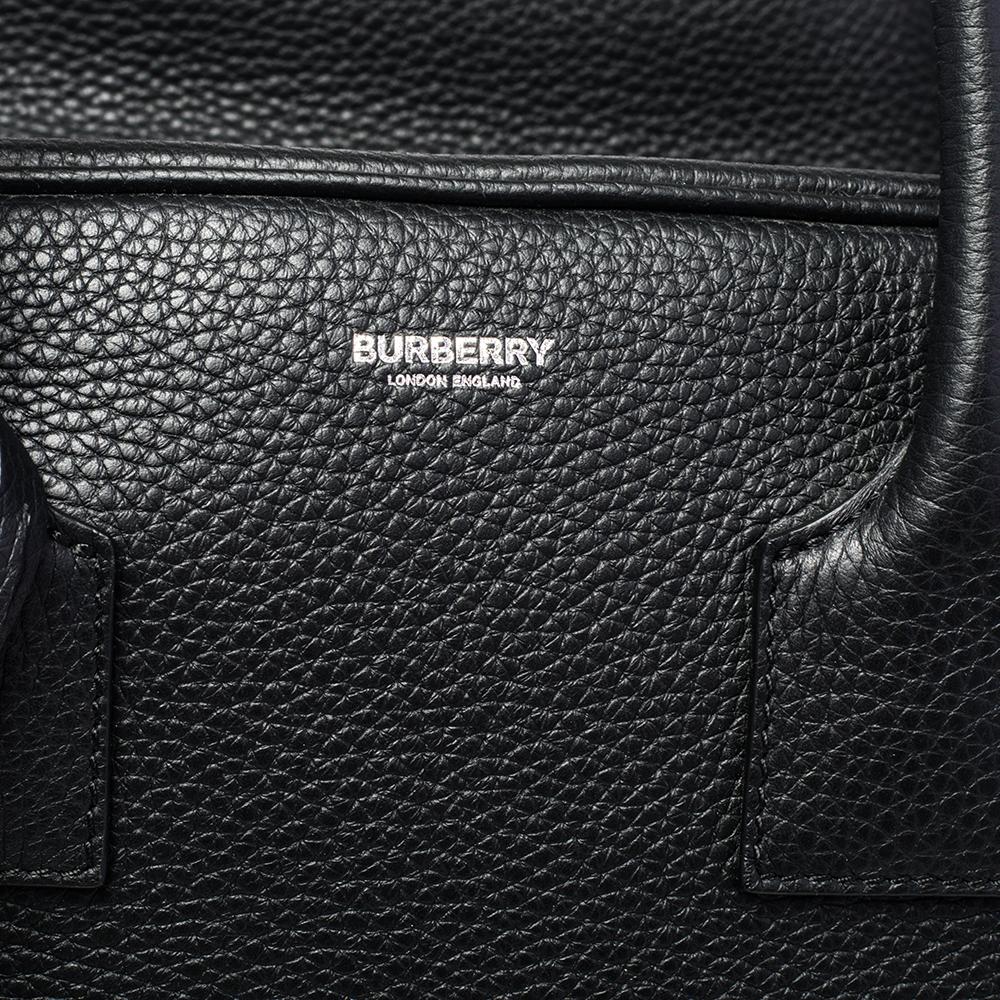 Women's Burberry Black Leather Medium Cube Satchel For Sale