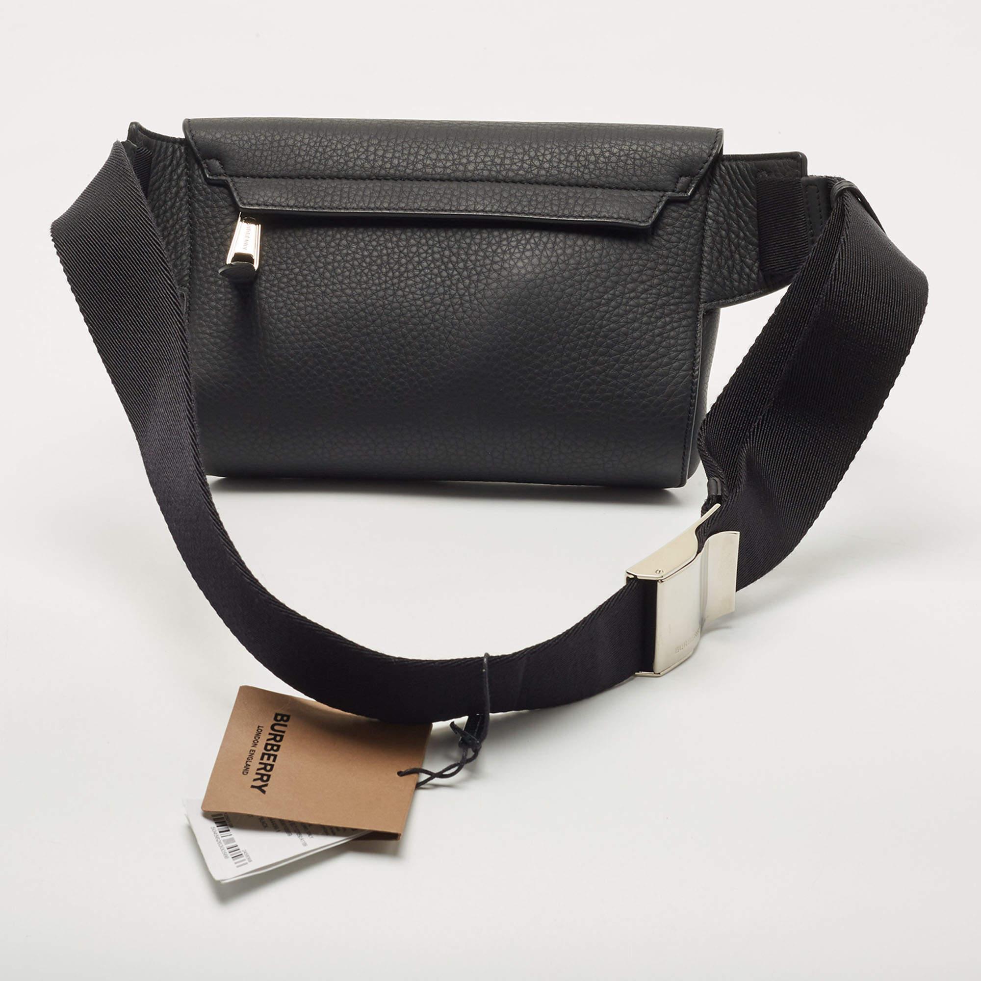 Men's Burberry Black Leather Medium Pocket Belt Bag