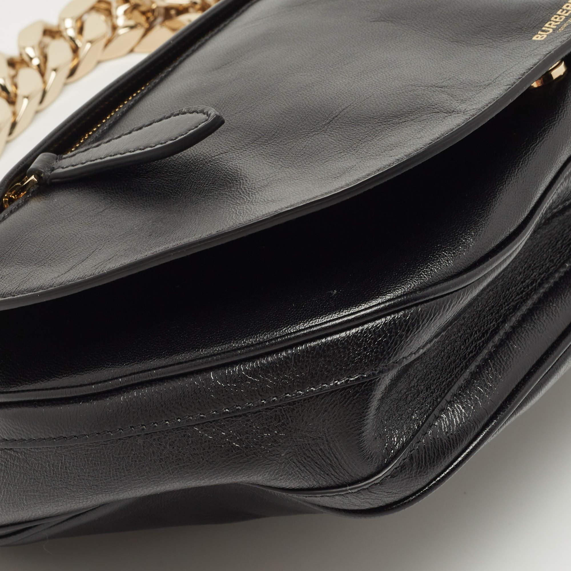 Burberry Black Leather Medium Soft Olympia Shoulder Bag For Sale 2