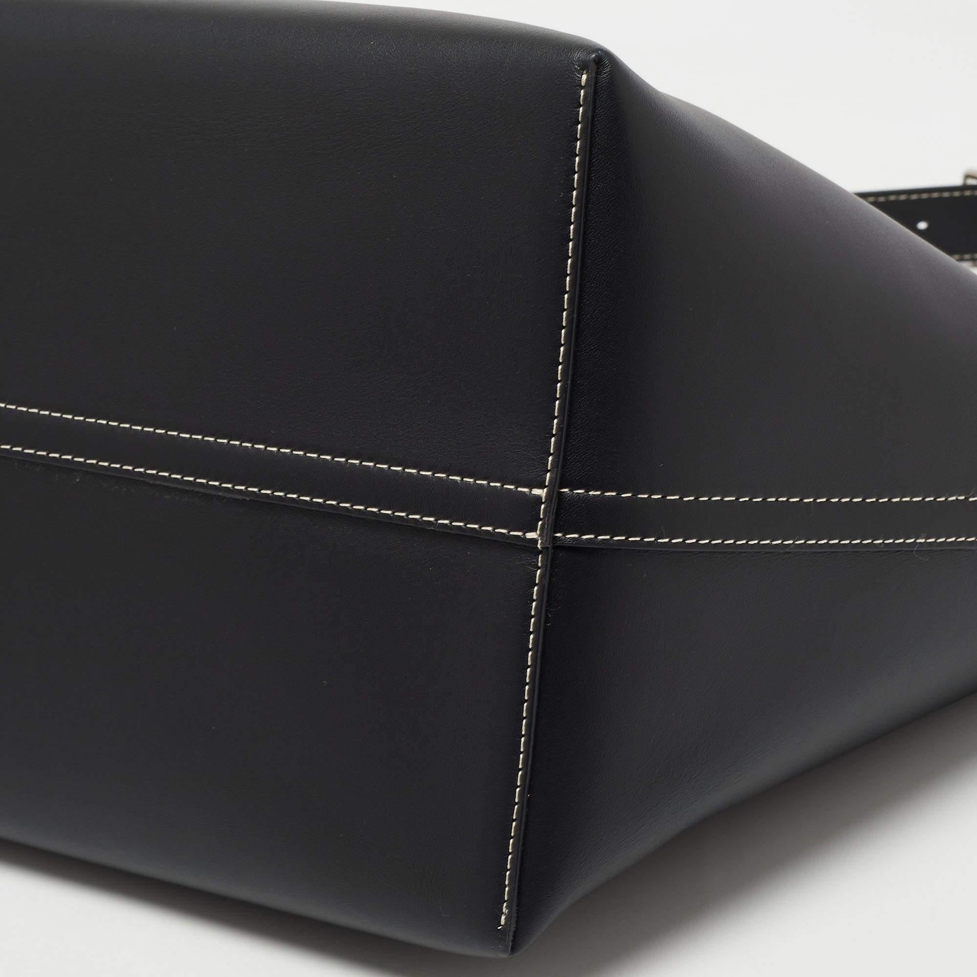 Burberry Black Leather Medium Soft Pocket Tote 2