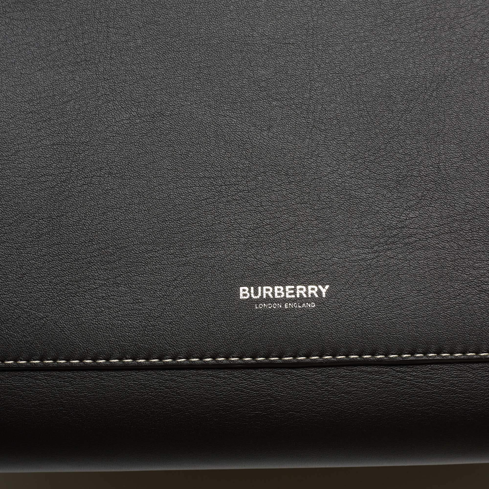 Burberry - Fourre-tout moyen à pochettes souples en cuir noir en vente 2