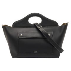 Burberry Black Leather Medium Soft Pocket Tote