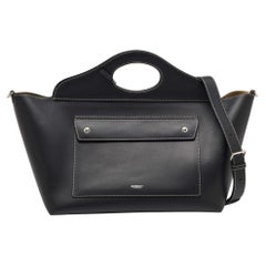 Burberry Black Leather Medium Soft Pocket Tote