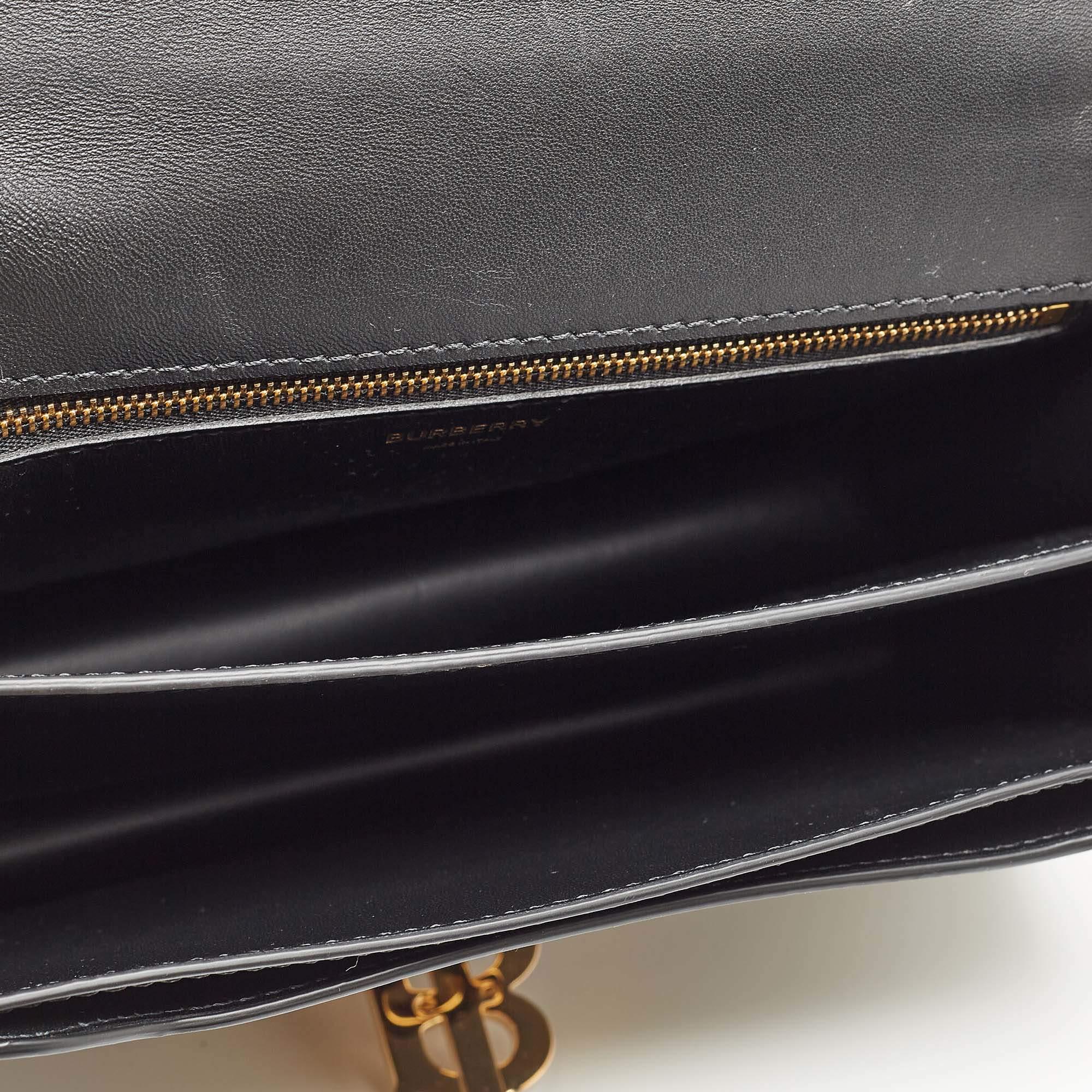 Burberry Black Leather Medium TB Shoulder Bag For Sale 5
