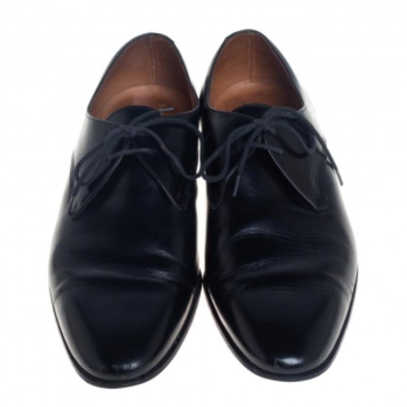 Burberry Black Leather Millstead Lace Up Oxfords Size 43 For Sale 1