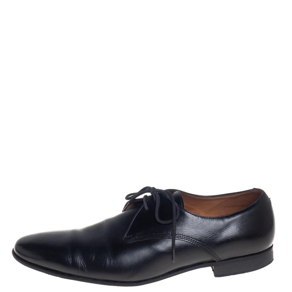 Burberry Black Leather Millstead Lace Up Oxfords Size 43 For Sale 1