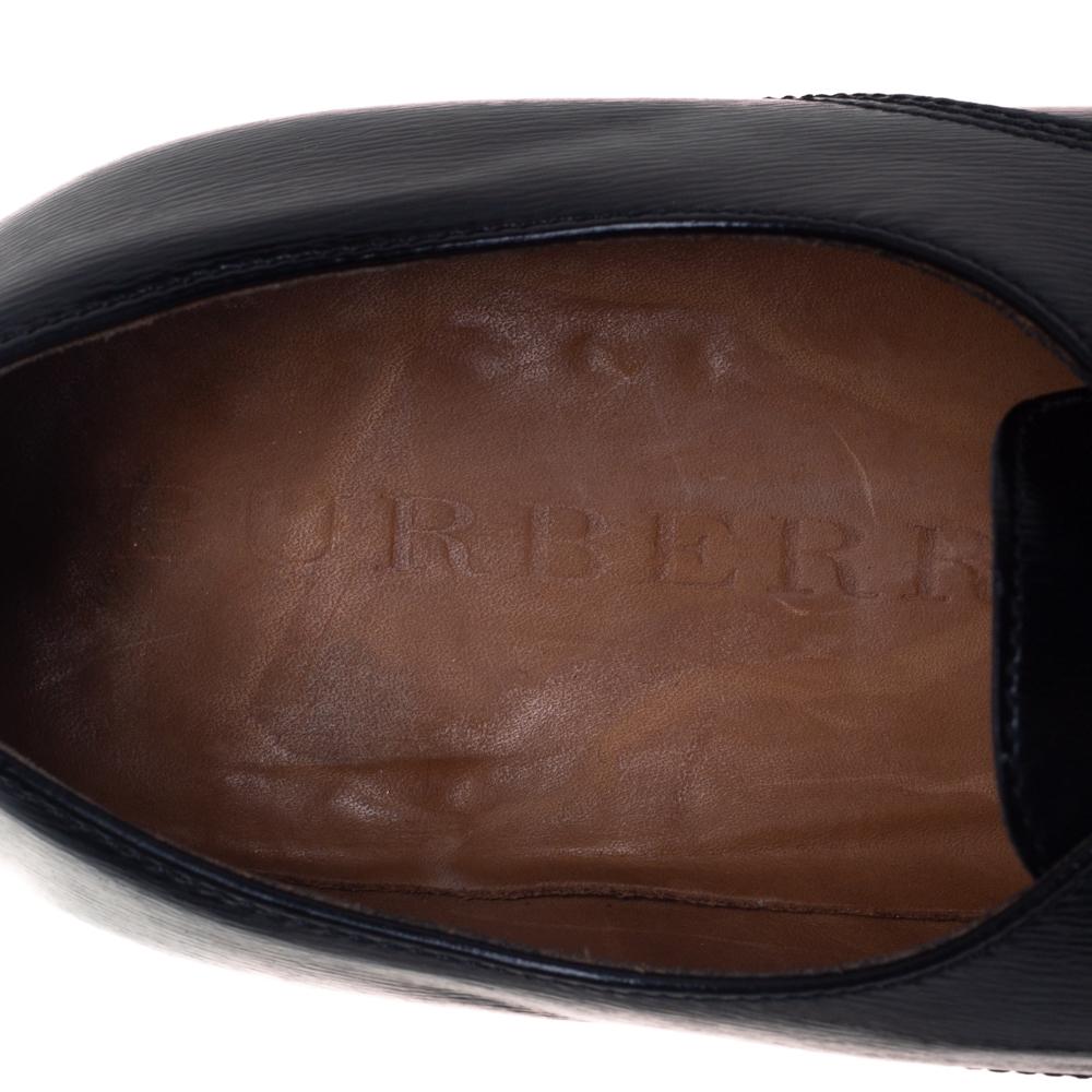 Burberry Black Leather Millstead Lace Up Oxfords Size 43 For Sale 2