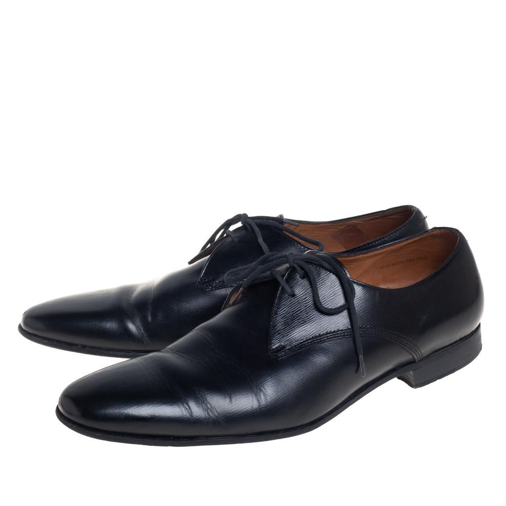 Burberry Black Leather Millstead Lace Up Oxfords Size 43 For Sale 3