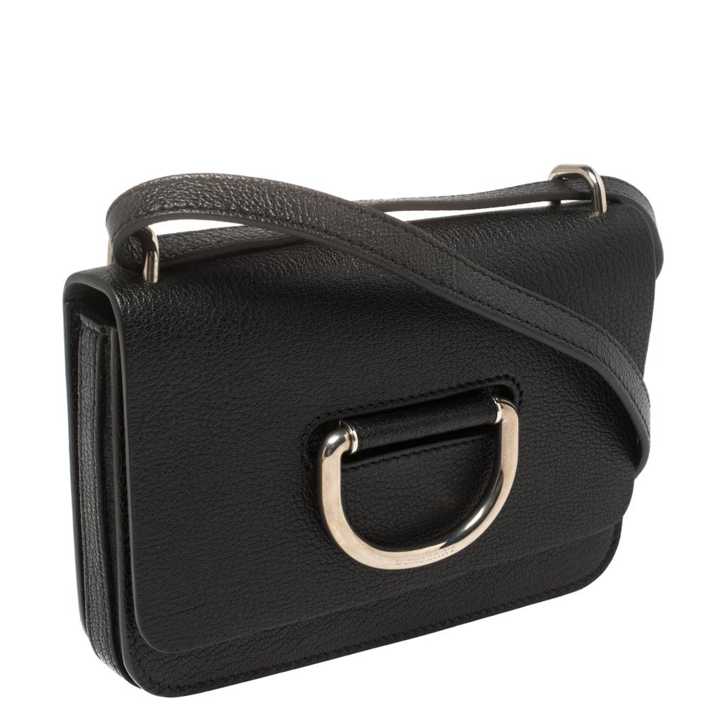 Burberry Black Leather Mini D-Ring Crossbody Bag In Excellent Condition In Dubai, Al Qouz 2