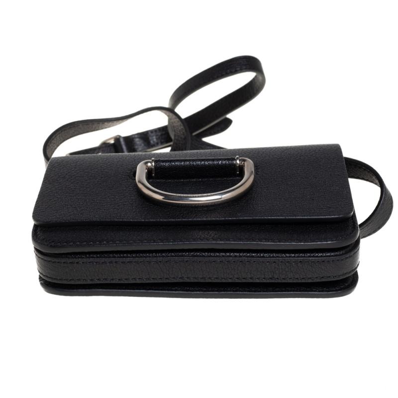 Burberry Black Leather Mini D-Ring Crossbody Bag In New Condition In Dubai, Al Qouz 2