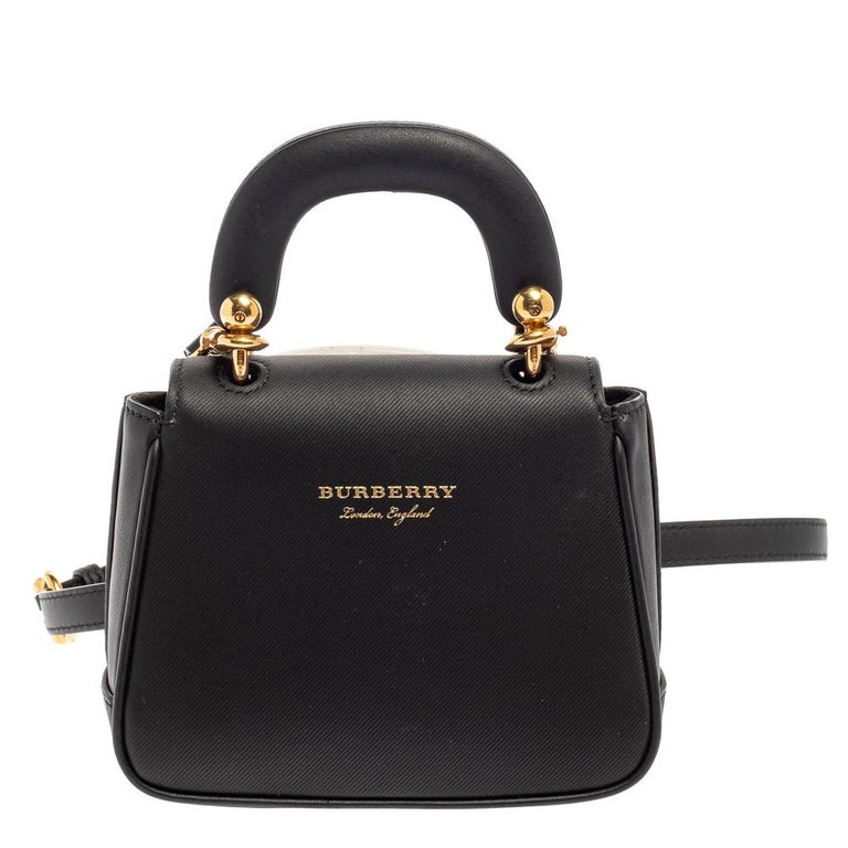 Burberry Black Leather Mini DK88 Top Handle Bag For Sale at 1stDibs