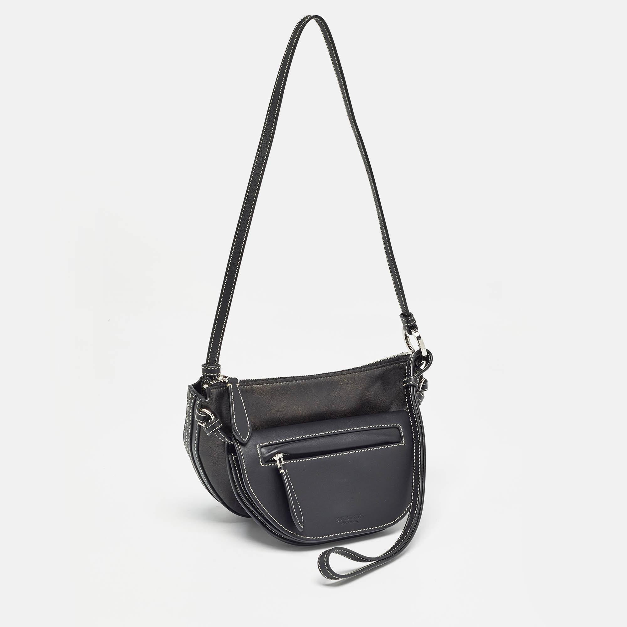 Burberry Black Leather Mini Double Olympia Bag In New Condition For Sale In Dubai, Al Qouz 2
