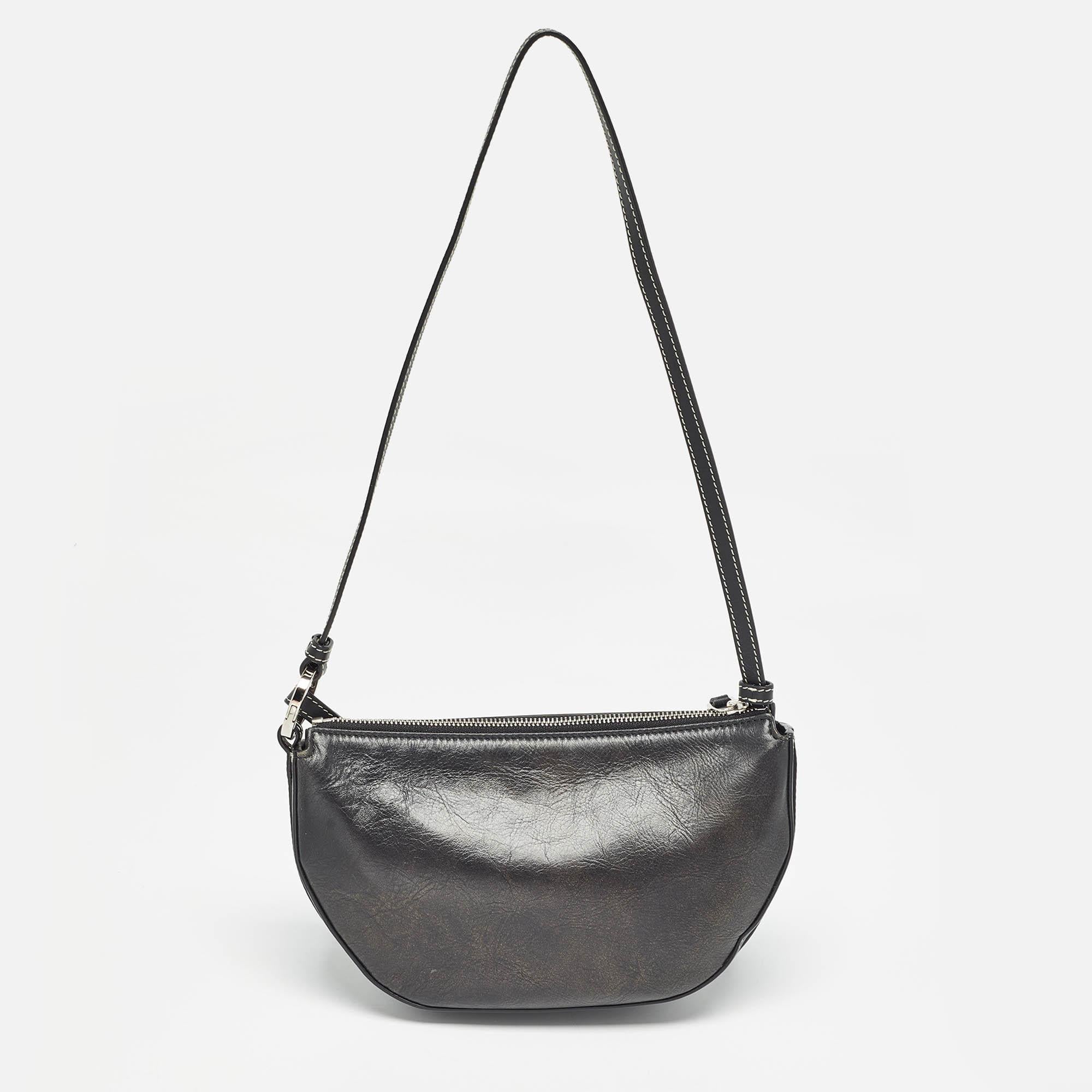 Women's Burberry Black Leather Mini Double Olympia Bag For Sale