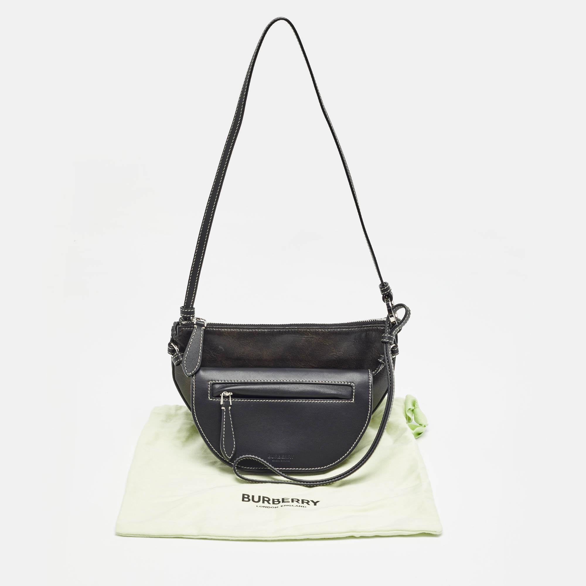Burberry Black Leather Mini Double Olympia Bag For Sale 5