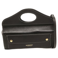 Burberry Black Leather Mini Pocket Strap Clutch