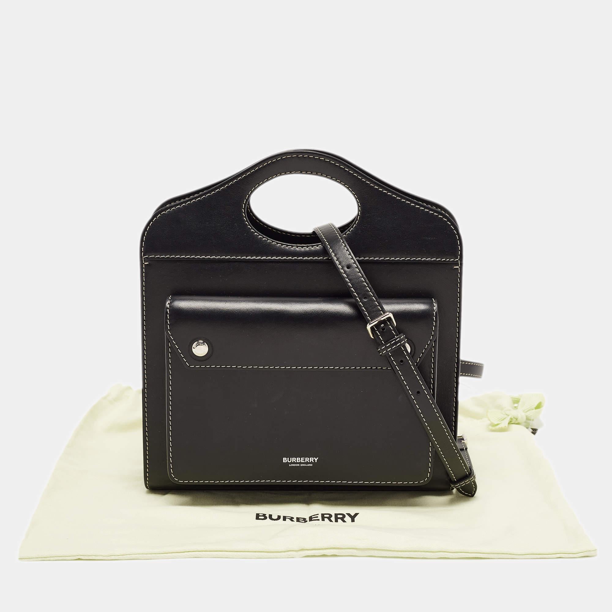 Burberry Black Leather Mini Pocket Tote 8