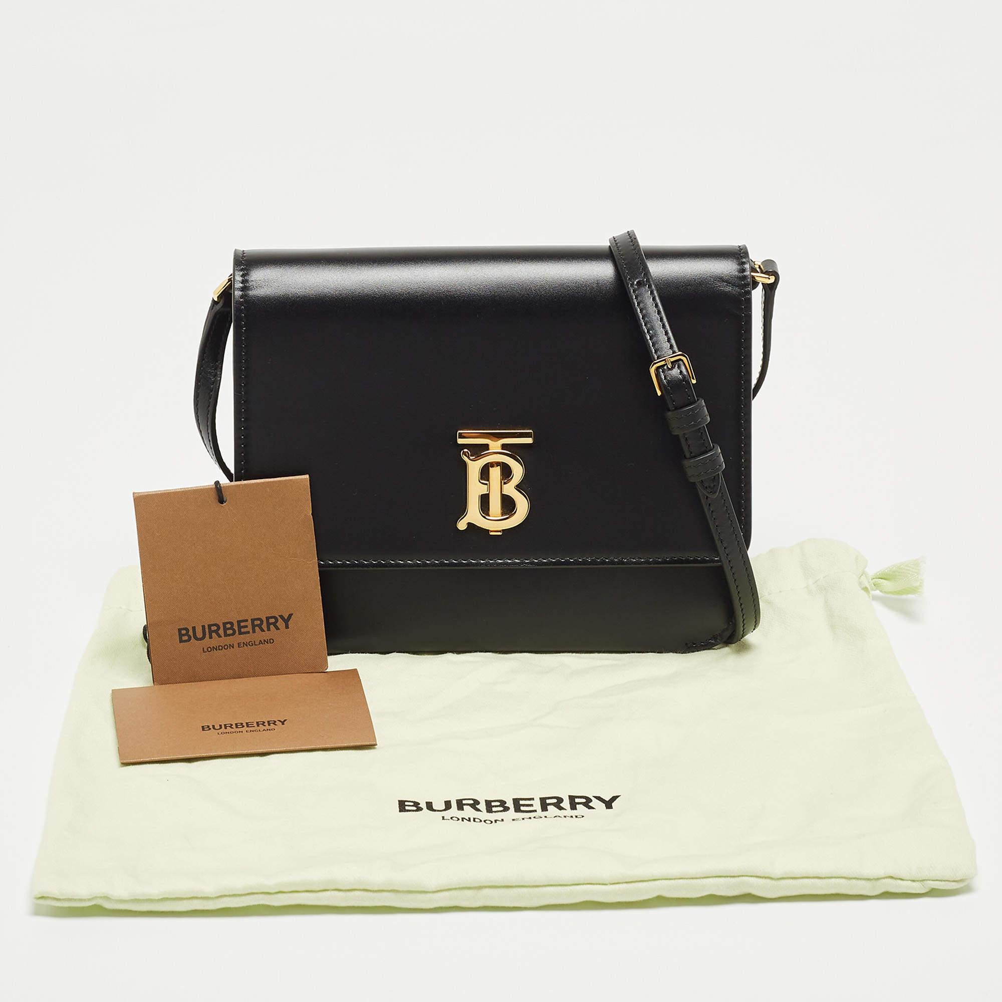 Burberry Black Leather Mini TB Flap Crossbody Bag 8