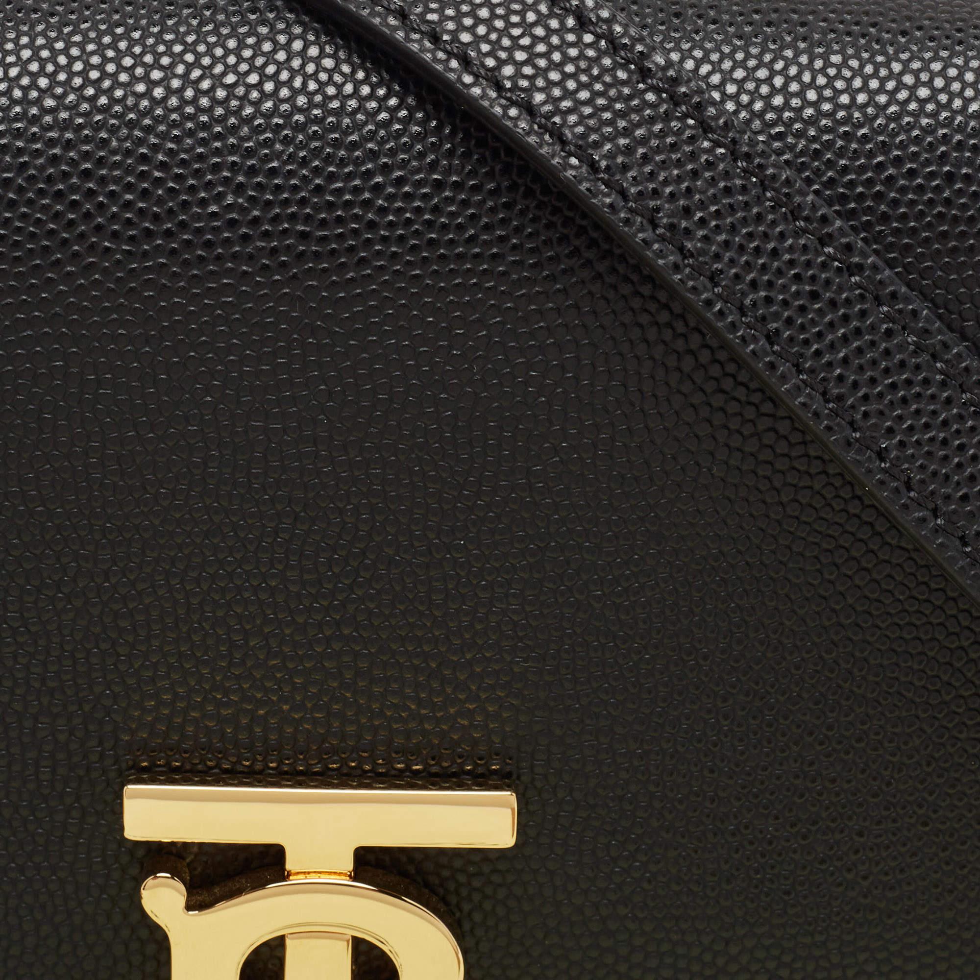 Burberry Black Leather Mini TB Shoulder Bag For Sale 8