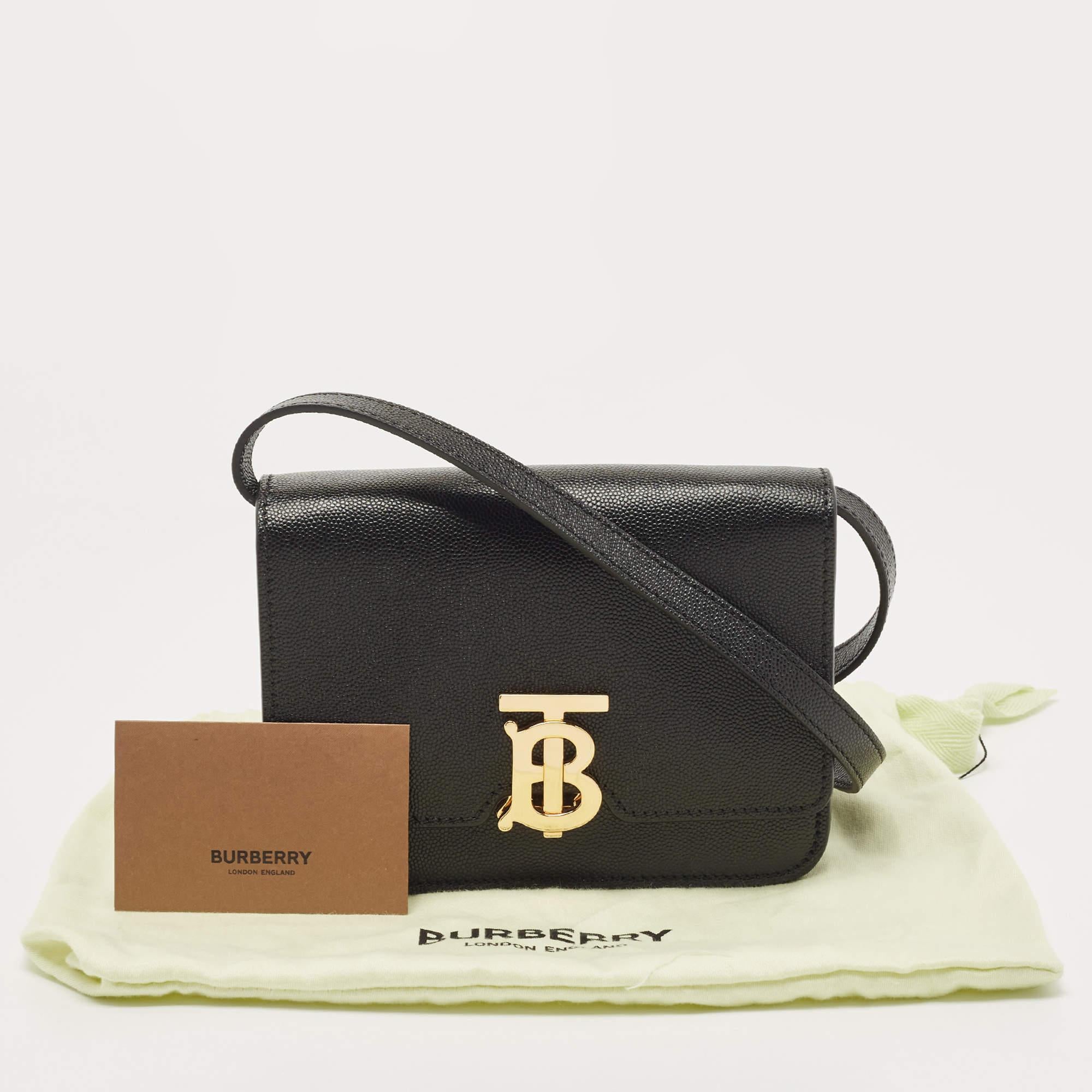 Burberry Black Leather Mini TB Shoulder Bag 11