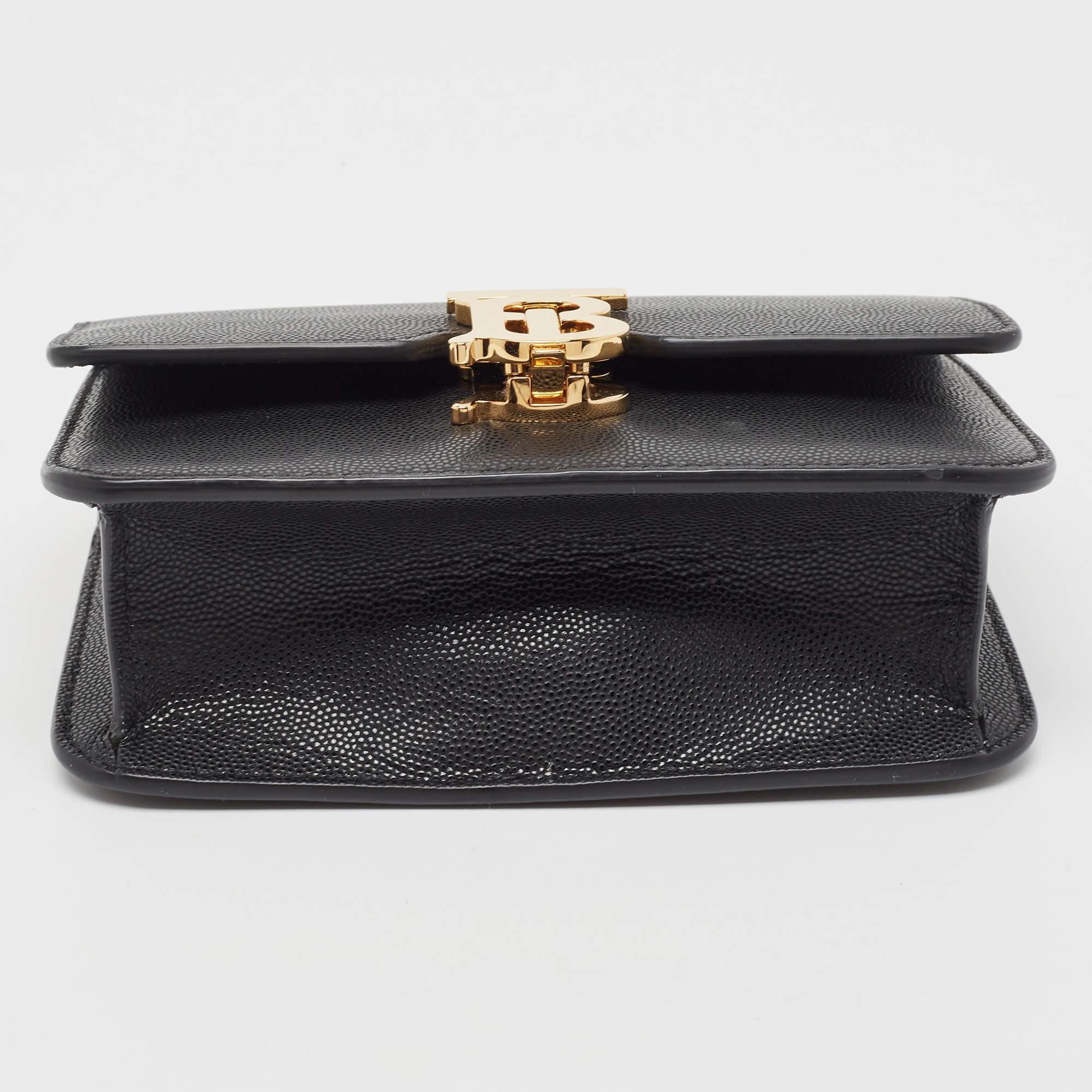 Burberry Black Leather Mini TB Shoulder Bag For Sale 1