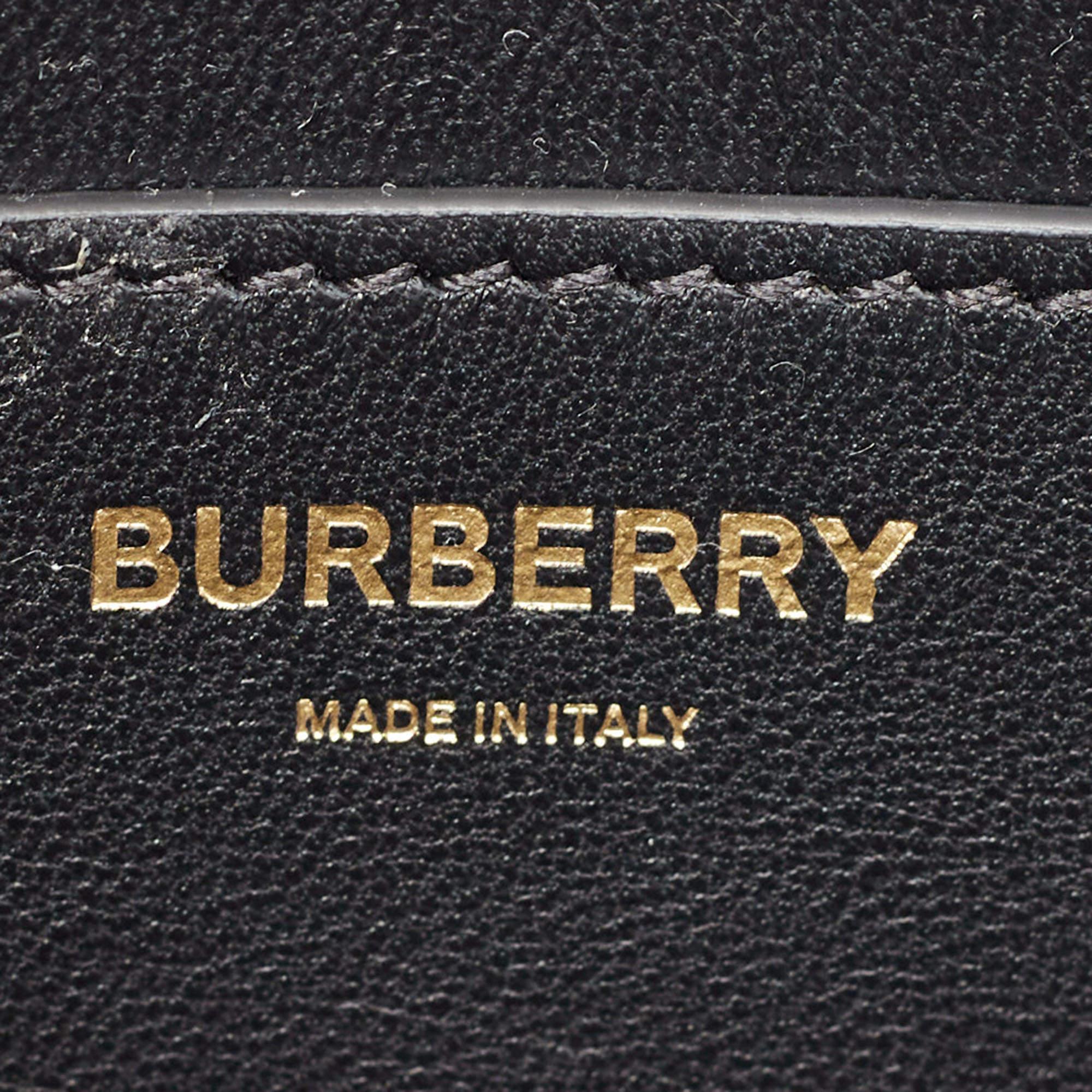 Burberry Black Leather Mini TB Shoulder Bag For Sale 3